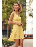 Delicate dress with an envelope neckline, yellow PR3200 - Online store - Boutique